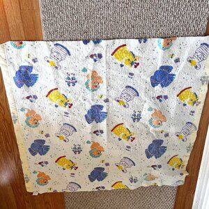 Vintage Satin Trimmed Embroidered Fleece Baby Blanket Safari Animals